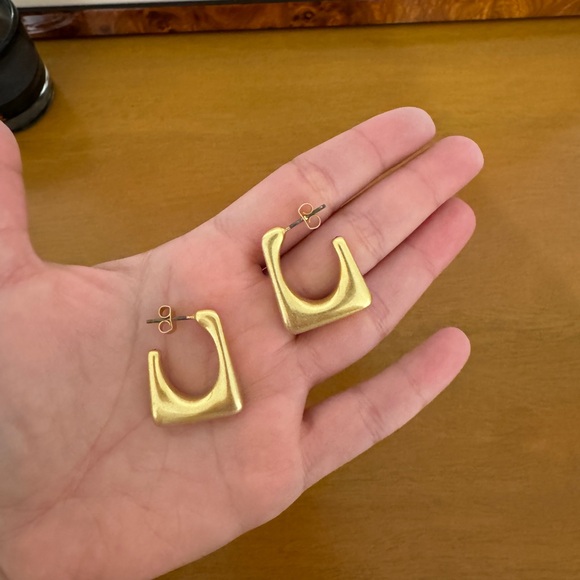 Madewell Modern Geometry Hoop Earrings NWOT - Picture 2 of 5